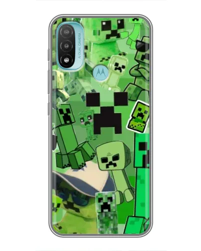 Чехол для Motorola MOTO E40 с картинкой «Криперы Minecraft»