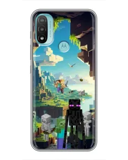 Чехол для Motorola MOTO E40 с картинкой «Эндермен в лесу»