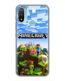 Чехол для Motorola MOTO E40 с картинкой «Minecraft классический мир»