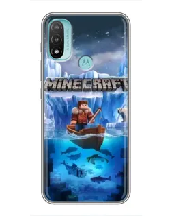 Чехол для Motorola MOTO E40 с картинкой «Minecraft ледяной мир»