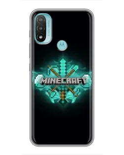 Чехол для Motorola MOTO E40 с картинкой «Minecraft Diamond лого»