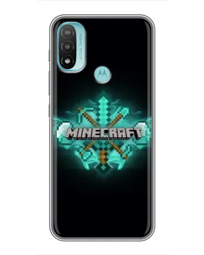 Чехол для Motorola MOTO E40 с картинкой «Minecraft Diamond лого»
