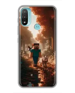 Чехол для Motorola MOTO E40 с картинкой «Стив в лесу»