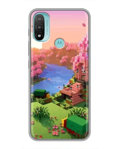 Чехол для Motorola MOTO E40 с картинкой «Розовое дерево Minecraft»
