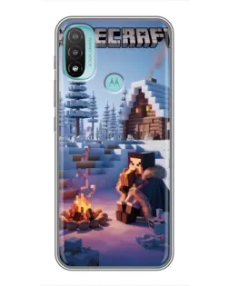 Чехол для Motorola MOTO E40 с картинкой «Зимний Minecraft»