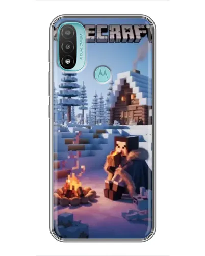 Чехол для Motorola MOTO E40 с картинкой «Зимний Minecraft»