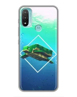 Чехол для Motorola MOTO E40 с картинкой «Черепаха Minecraft»