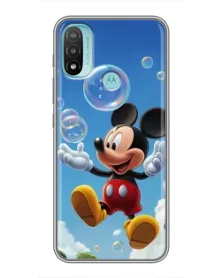 Чехол для Motorola MOTO E40 с картинкой «Mickey и мыльные пузыри»