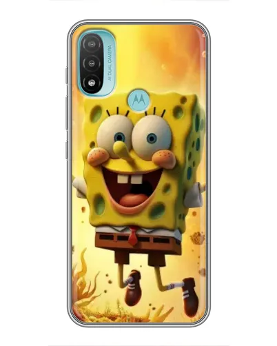 Чехол для Motorola MOTO E40 с картинкой «Губка Боб прыгает»