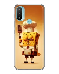 Чехол для Motorola MOTO E40 с картинкой «Губка Боб повар»
