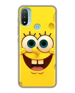 Чехол для Motorola MOTO E40 с картинкой «Губка Боб улыбка»