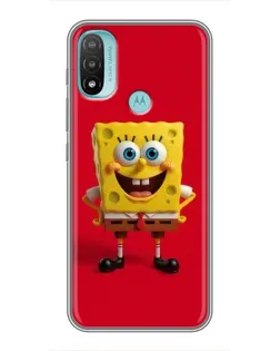 Чехол для Motorola MOTO E40 с картинкой «Спанч Боб на красном»
