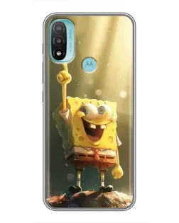 Чехол для Motorola MOTO E40 с картинкой «Сияющий Спанч Боб»