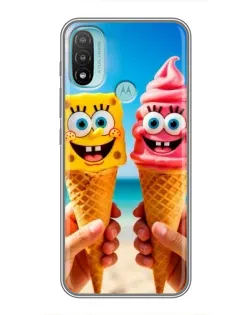 Чехол для Motorola MOTO E40 с картинкой «Спанч Боб мороженое»