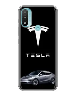 Чехол для Motorola MOTO E40 с картинкой «Tesla Model Y»