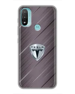 Чехол для Motorola MOTO E40 с картинкой «Металлическая текстура Tesla»