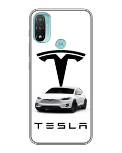Чехол для Motorola MOTO E40 с картинкой «Tesla White Style»