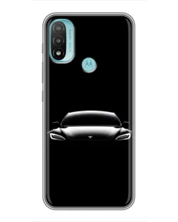 Чехол для Motorola MOTO E40 с картинкой «Фары Tesla Night»