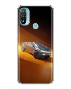 Чехол для Motorola MOTO E40 с картинкой «Cybertruck в пустыне»