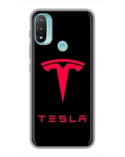 Чехол для Motorola MOTO E40 с картинкой «Tesla Red Logo»
