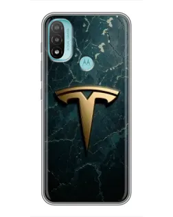 Чехол для Motorola MOTO E40 с картинкой «Мраморная Tesla Gold»