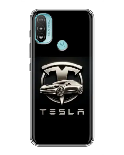 Чехол для Motorola MOTO E40 с картинкой «Tesla — серебристое авто» Чехол для Motorola MOTO E40 с картинкой «Tesla — серебристое авто»