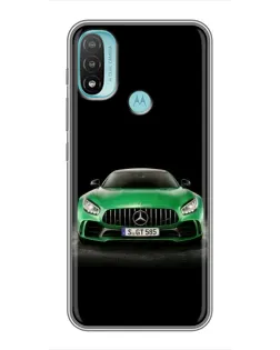 Чехол для Motorola MOTO E40 с картинкой «Mercedes — неоновый лого»