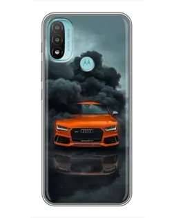 Чехол для Motorola MOTO E40 с картинкой «Audi в облаках дыма»