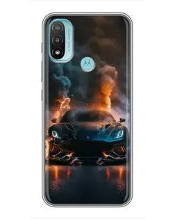 Чехол для Motorola MOTO E40 с картинкой «Lamborghini дымная эстетика»