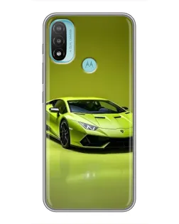Чехол для Motorola MOTO E40 с картинкой «Салатовый Lamborghini Huracan»