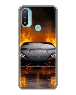 Чехол для Motorola MOTO E40 с картинкой «Lamborghini в огне»