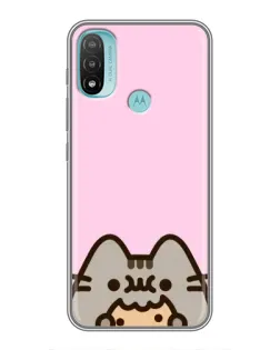 Чехол для Motorola MOTO E40 с картинкой «Pusheen и печенье»