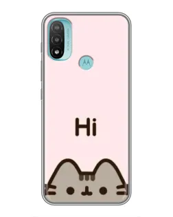 Чехол для Motorola MOTO E40 с картинкой «Пушин говорит Hi»