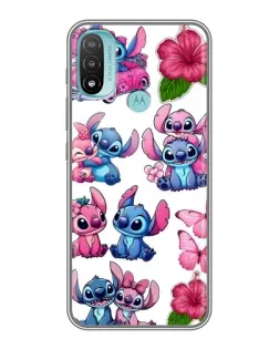 Чехол для Motorola MOTO E40 с картинкой «Стикеры Stitch и Angel»