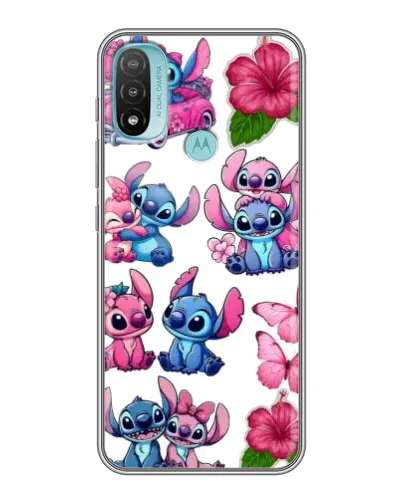 Чехол для Motorola MOTO E40 с картинкой «Стикеры Stitch и Angel»