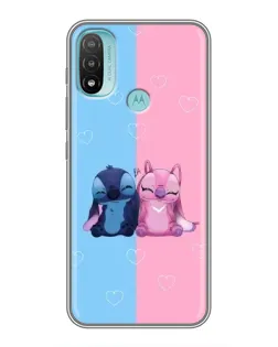 Чехол для Motorola MOTO E40 с картинкой «Stitch и Angel Love»
