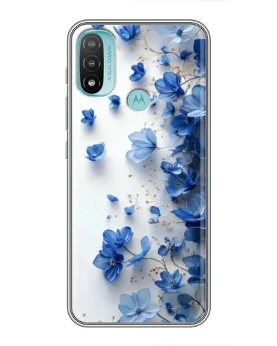 Чехол для Motorola MOTO E40 с картинкой «Голубой цветочный каскад»