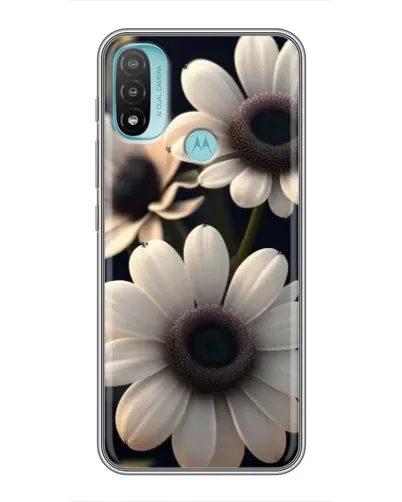 Чехол для Motorola MOTO E40 с картинкой «Белые маргаритки макро»