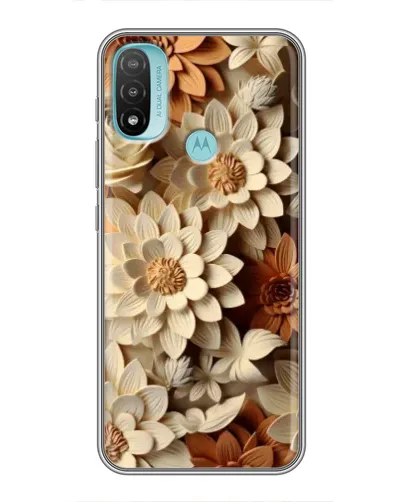 Чехол для Motorola MOTO E40 с картинкой «Бежевый флористический декор»
