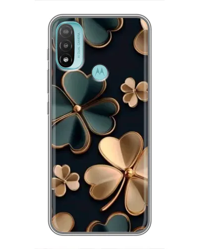 Чехол для Motorola MOTO E40 с картинкой «Клевер в золоте»