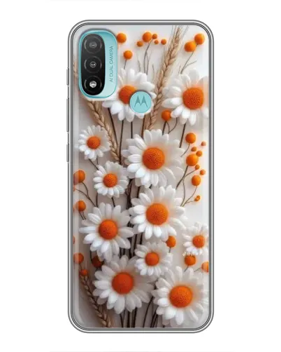 Чехол для Motorola MOTO E40 с картинкой «Белые сухоцветы»
