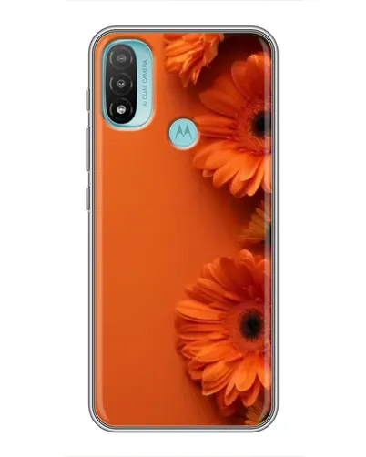Чехол для Motorola MOTO E40 с картинкой «Оранжевые герберы»