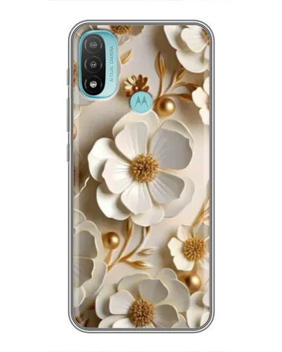 Чехол для Motorola MOTO E40 с картинкой «Белие бумажние  цвети»