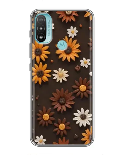 Чехол для Motorola MOTO E40 с картинкой «Узор из маленьких подсолнухов»