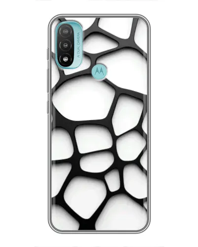 Чехол для Motorola MOTO E40 с картинкой «Белая объемная сетка»