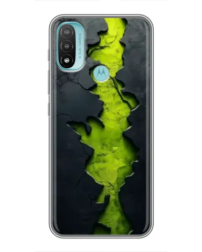 Чехол для Motorola MOTO E40 с картинкой «Салатовый разлом скалы»