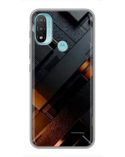 Чехол для Motorola MOTO E40 с картинкой «Черные геометрические блоки»