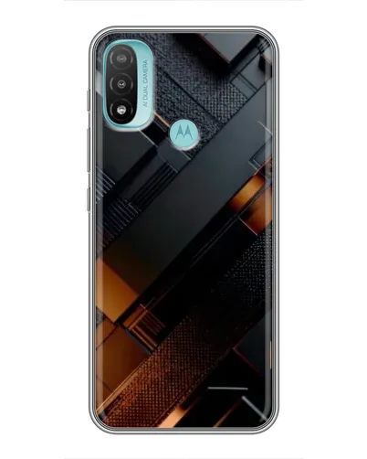 Чехол для Motorola MOTO E40 с картинкой «Черные геометрические блоки»