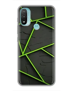 Чехол для Motorola MOTO E40 с картинкой «Зеленые геометрические линии»