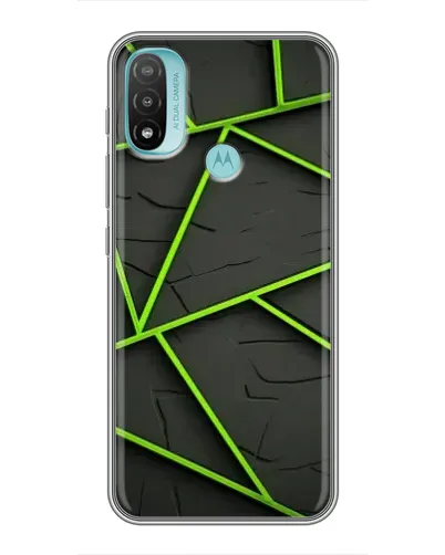 Чехол для Motorola MOTO E40 с картинкой «Зеленые геометрические линии»